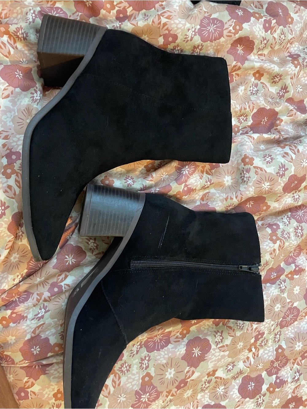 Journee Collection Black Suede-Look Ankle Booties with 2” Block Heel